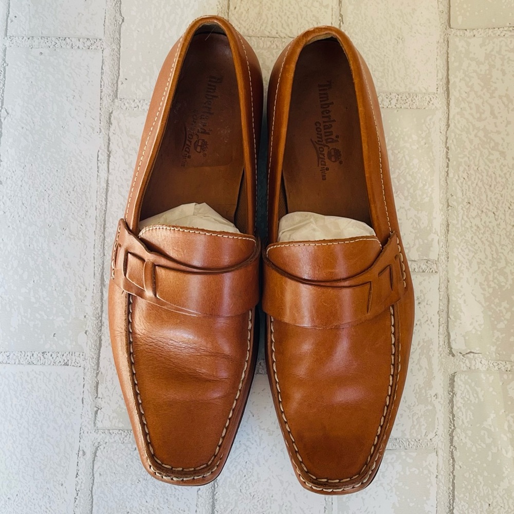 Timberland Women's Camel Genuine Leather Loafers Slip On Flats Classic Size 7M